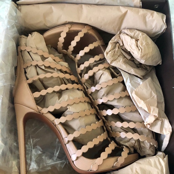 Alaia Nude Strappy Sandal Heels - Picture 2 of 8